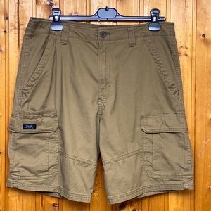 Wrangler Flex Cargo Tan Brown Shorts Relaxed Fit Many Pockets Men's Size 34x10 !